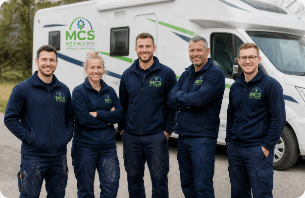 MCS Network engineer team in front of motorhome